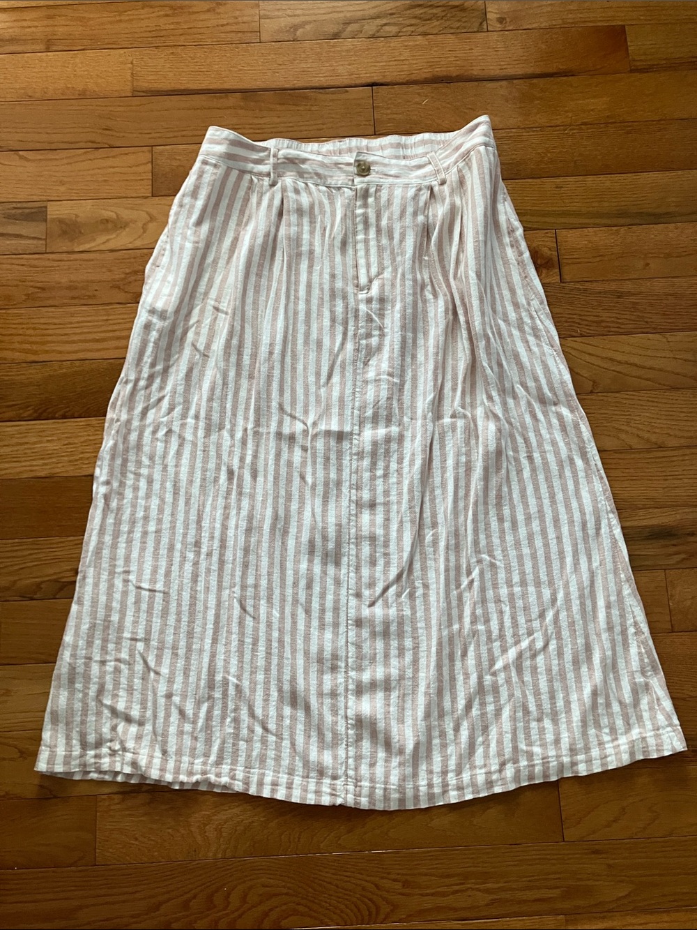 a new day - Women’s Cream and Dusty Rose Striped Maxi Skirt - XL